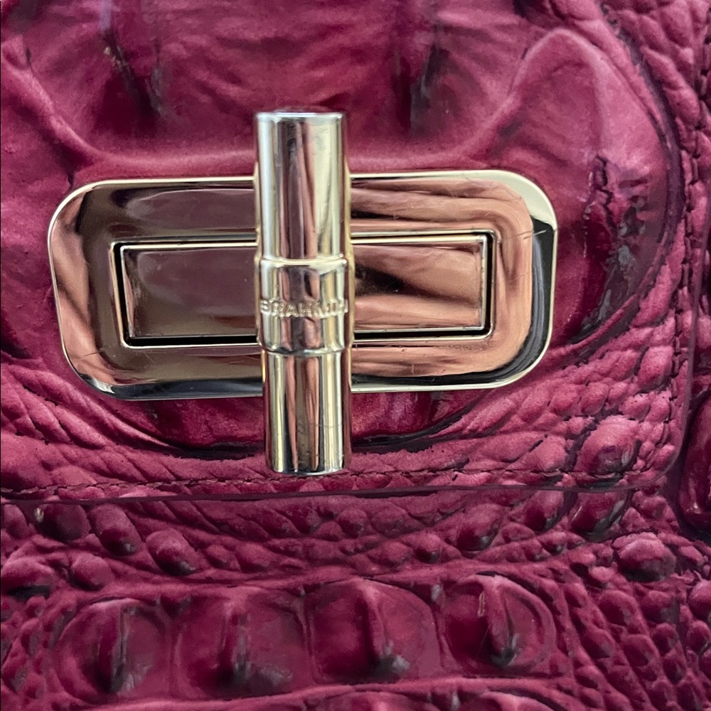 Brahmin-Embossed Backpack - Rich pomagranate color. - Picture 2 of 7